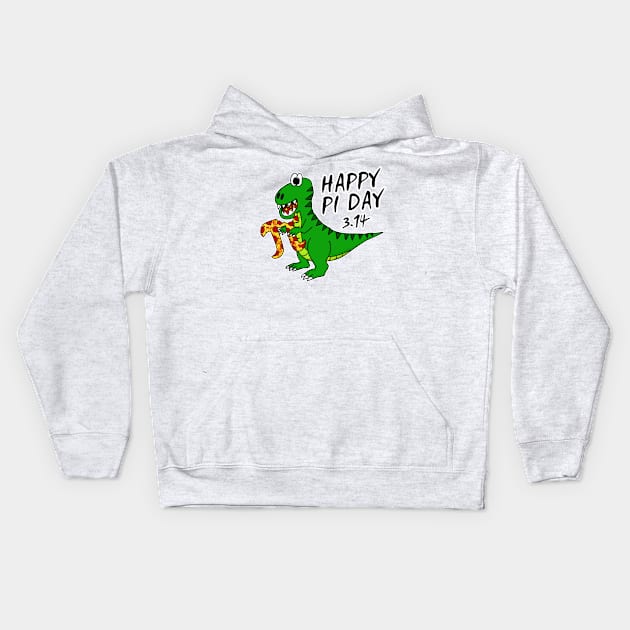 Happy Pi Day Dinosaur T-Rex Pizza Funny Kids Hoodie by doodlerob